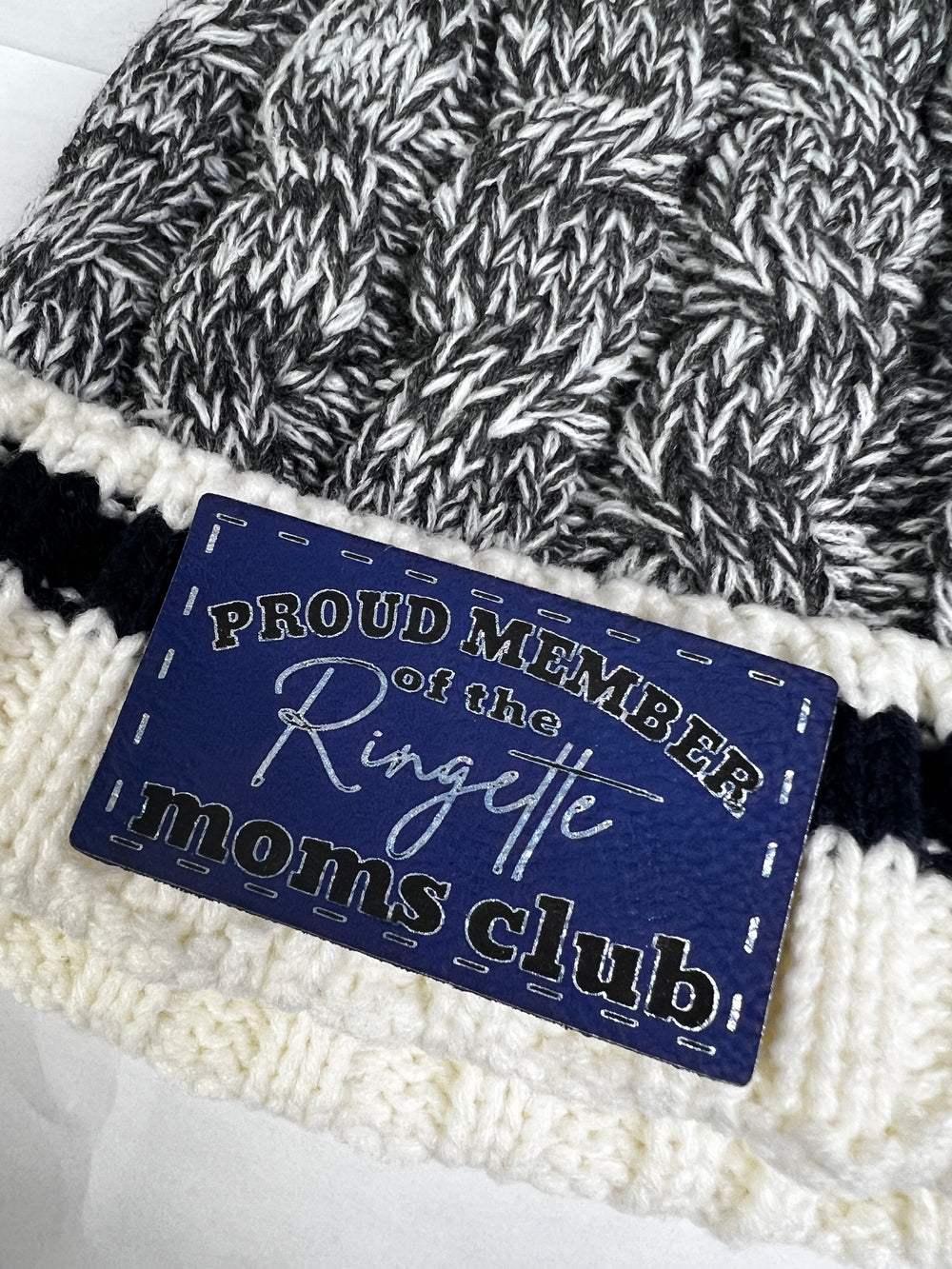 Ringette Moms Club Patch Toque-Grey with Blue