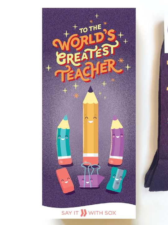 World's Greatest Teacher Socks with Card