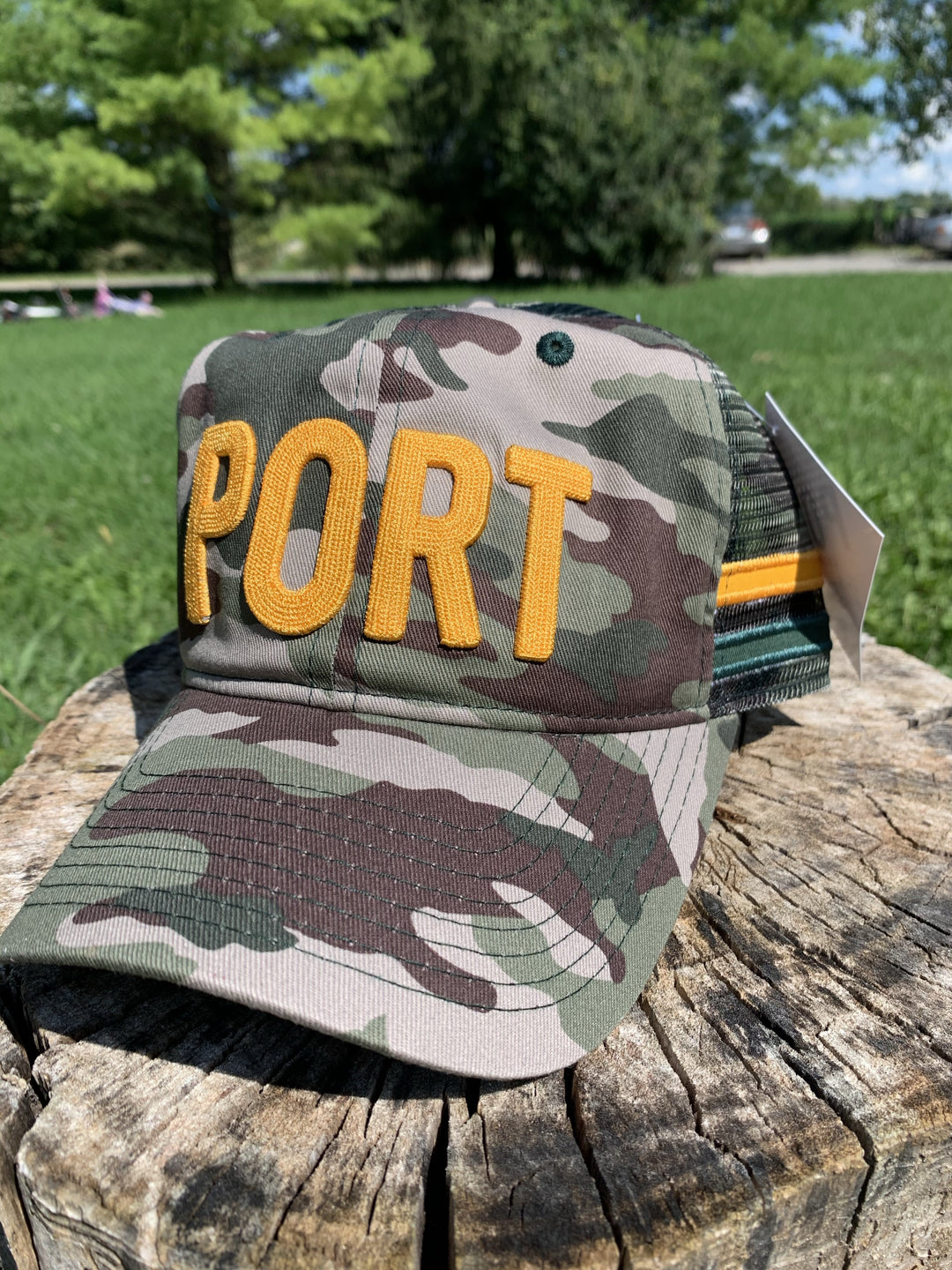 Retro PORT Camo Snapback Trucker Cap-Athletic Gold